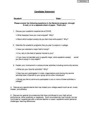 Student College Application Form