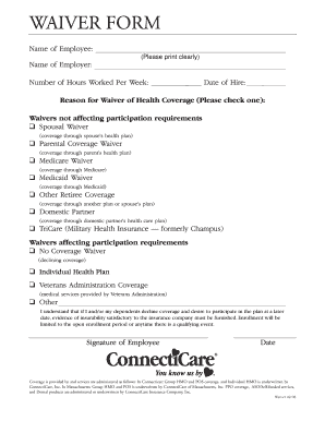 Employee Health Coverage Waiver Form