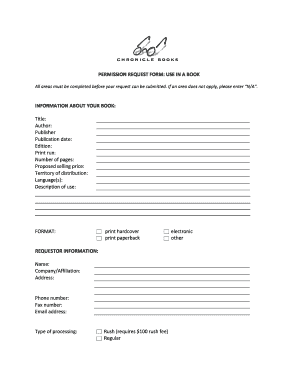 Permission Request Form for Book Use