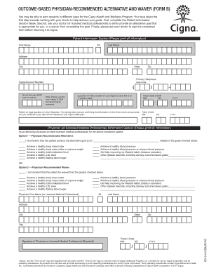 Outcome-Based Physician-Recommended Alternative and Waiver Form B