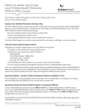 EmblemHealth Medicare Direct Debit Program Application
