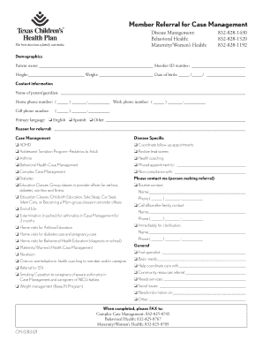 Member Referral for Case Management