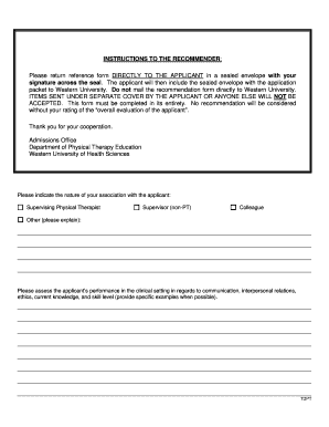 DPT Program Recommendation Form