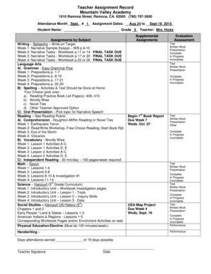 Teacher Assignment Record