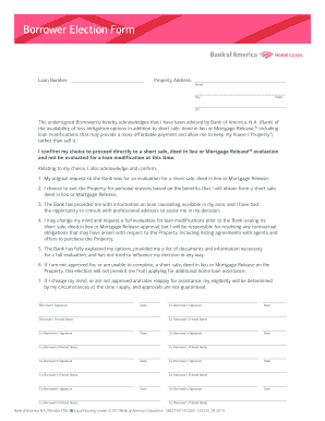 Borrower Election Form for Short Sale or Deed in Lieu