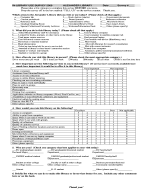 Alexander Library In-Library Use Survey 2009