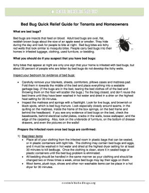 Fillable Online Bed Bug Quick Relief Guide for Tenants and Homeowners ...