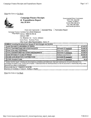 Campaign Finance Receipts and Expenditures Report