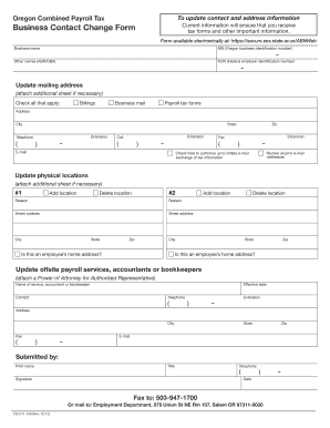 Oregon Combined Payroll Tax Form