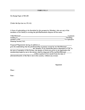 Undertaking to Dispose of Property for Cooperative Housing Society Membership