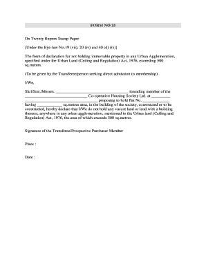 Declaration for Not Holding Immovable Property