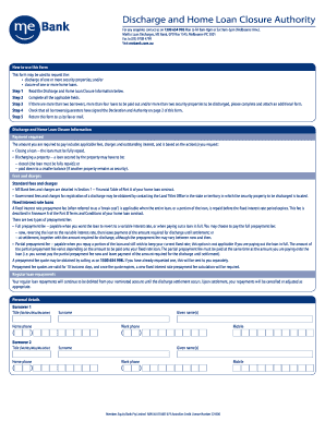 Discharge and Home Loan Closure Form