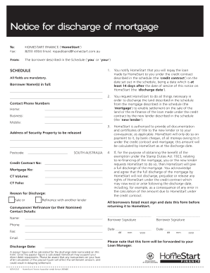 Notice for Discharge of Mortgage
