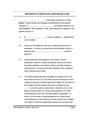 Acknowledgment of Debt Agreement