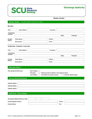 Discharge Authority Form
