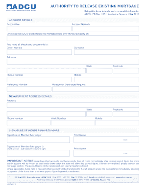 Authority to Release Existing Mortgage