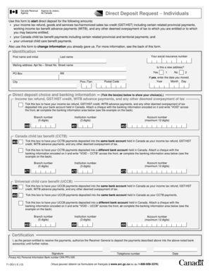 Canada Direct Deposit Request Form