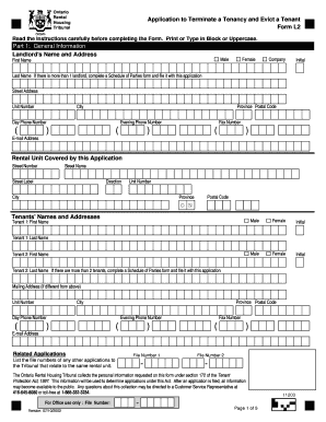 Ontario Rental Application to Terminate Tenancy