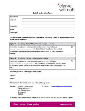 Codicil Instruction Form