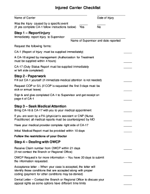 Injured Carrier Checklist