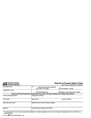 USPS Paycheck Forwarding Request