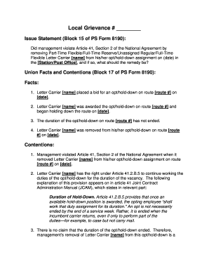 USPS Grievance Form 8190