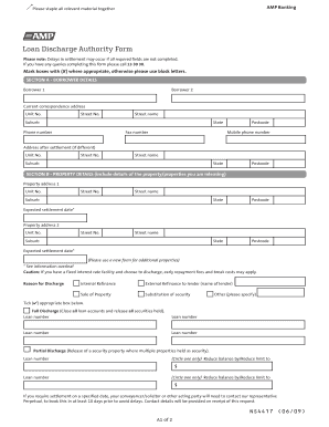 AMP Banking Loan Discharge Authority Form
