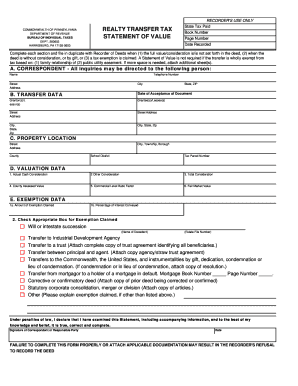 Pennsylvania Realty Transfer Tax Form