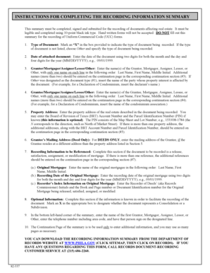 Recording Information Summary