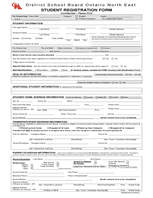 Ontario Student Registration Form