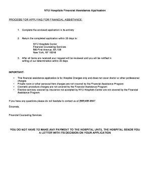 NYU Hospitals Financial Assistance Application