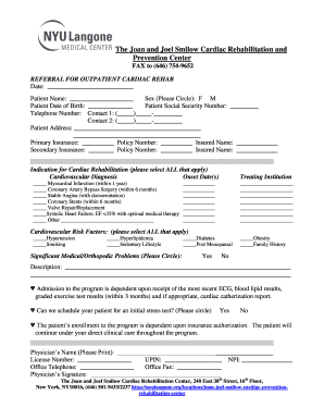 Cardiac Rehabilitation Referral Form