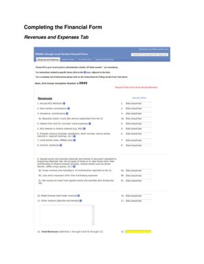 ACS Financial Form Revenues and Expenses