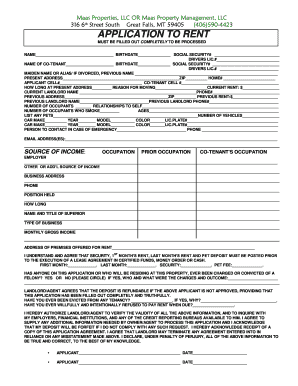 Rental Application Form