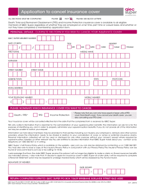 QIEC Super Insurance Cancellation Form