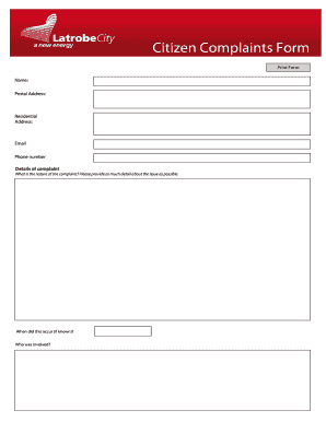 Citizen Complaints Form