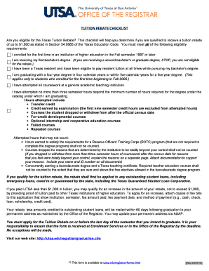 Texas Tuition Rebate Application