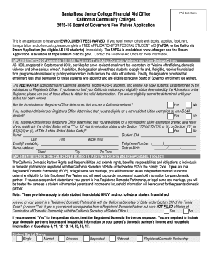 California Board of Governors Fee Waiver Application