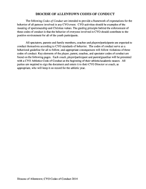 Diocese of Allentown CYO Codes of Conduct