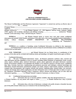 Mutual Confidentiality and Non-Disclosure Agreement