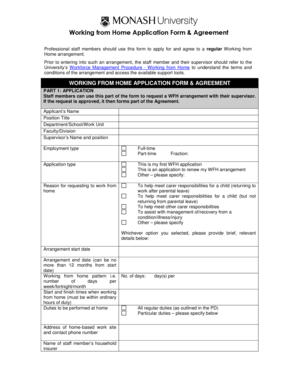 Working from Home Application Form & Agreement