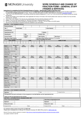 Work Schedule Change Form - General Staff