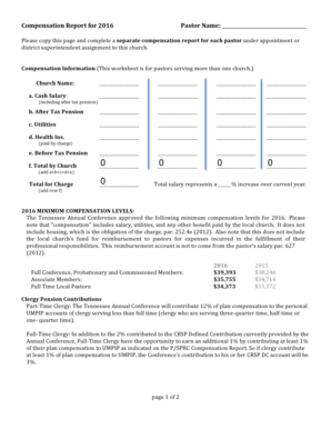 2016 Pastor Compensation Report