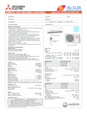 Mitsubishi Electric Heat Pump System Submittal Form