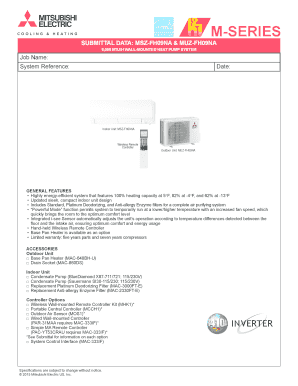 Mitsubishi Electric Heat Pump System Submittal Form