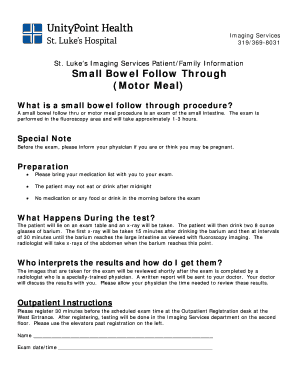 Small Bowel Follow Through Patient Information