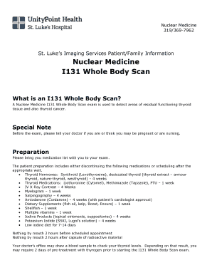 I131 Whole Body Scan Patient Information