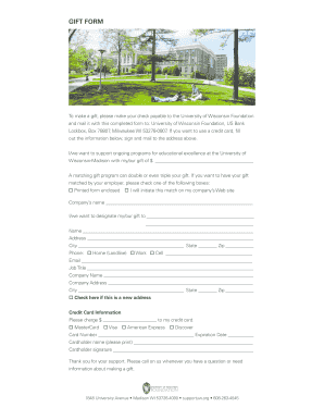University of Wisconsin Gift Form