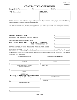 Alabama Contract Change Order Form C-12