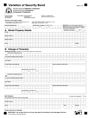 Variation of Security Bond Form
